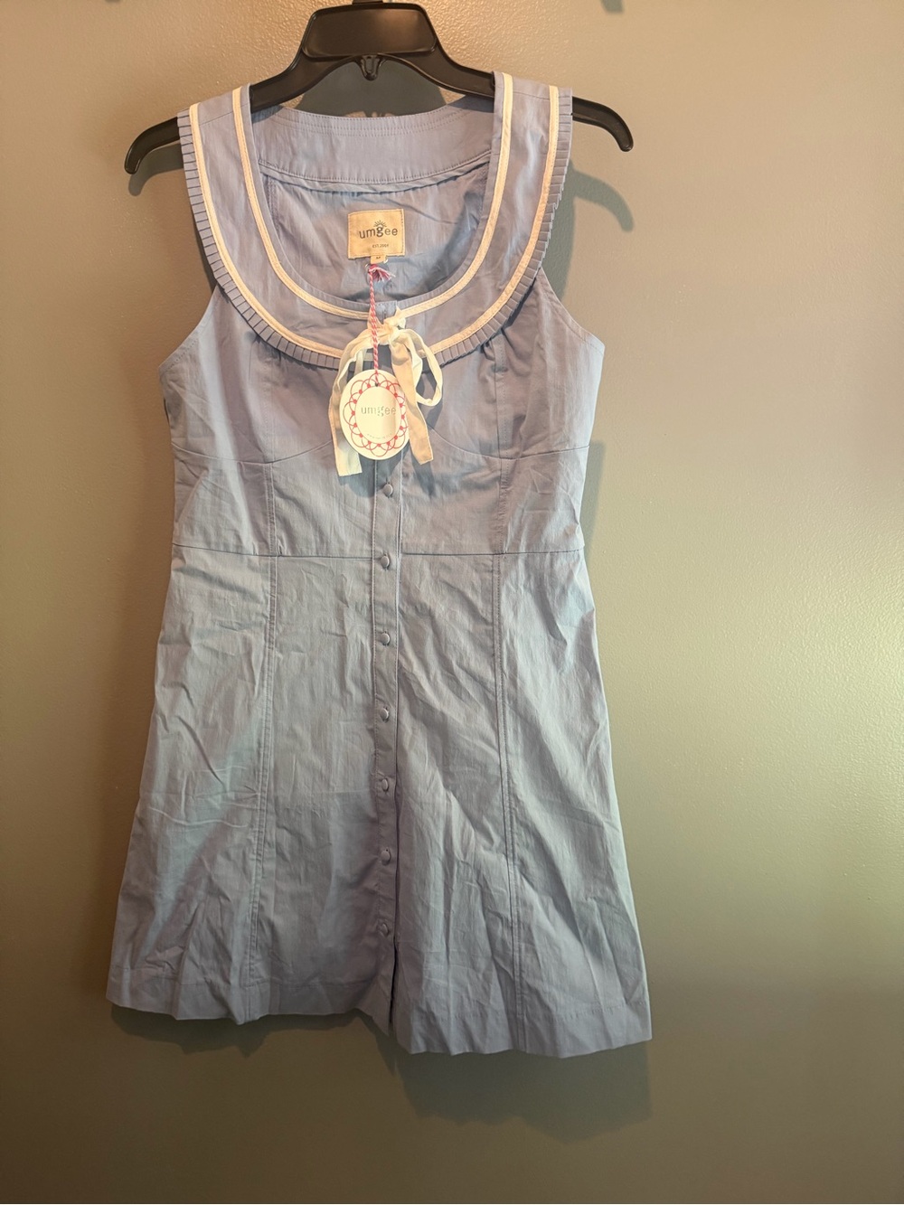 Umgee Light Blue Sailor Collar Button Front Dress